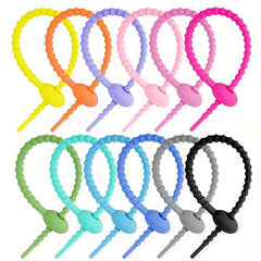 5pcs Gradient Silicone Cable Tie Keychain Data Cable Winder Random