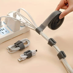 2PCS Adjustable Data Cable Management Strap with Magic Sticker