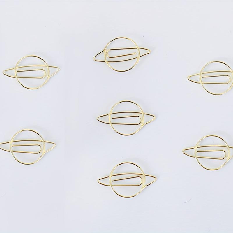 10pcs Planet Shaped Golden Paperclips Desk Organizer