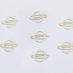 10pcs Planet Shaped Golden Paperclips Desk Organizer