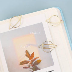 10pcs Planet Shaped Golden Paperclips Desk Organizer
