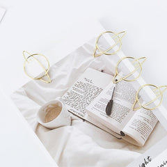 10pcs Planet Shaped Golden Paperclips Desk Organizer