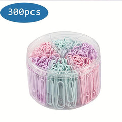 300 Paper Clips 3 Colors Plastic Packaging Document Clip