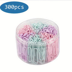 300 Paper Clips 3 Colors Plastic Packaging Document Clip