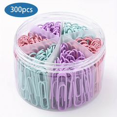 300 Paper Clips 3 Colors Plastic Packaging Document Clip