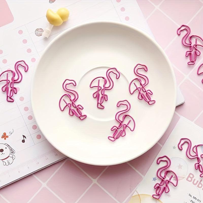 10pcs Flamingo Shaped Paper Clips Office Stationery