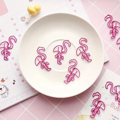 10pcs Flamingo Shaped Paper Clips Office Stationery