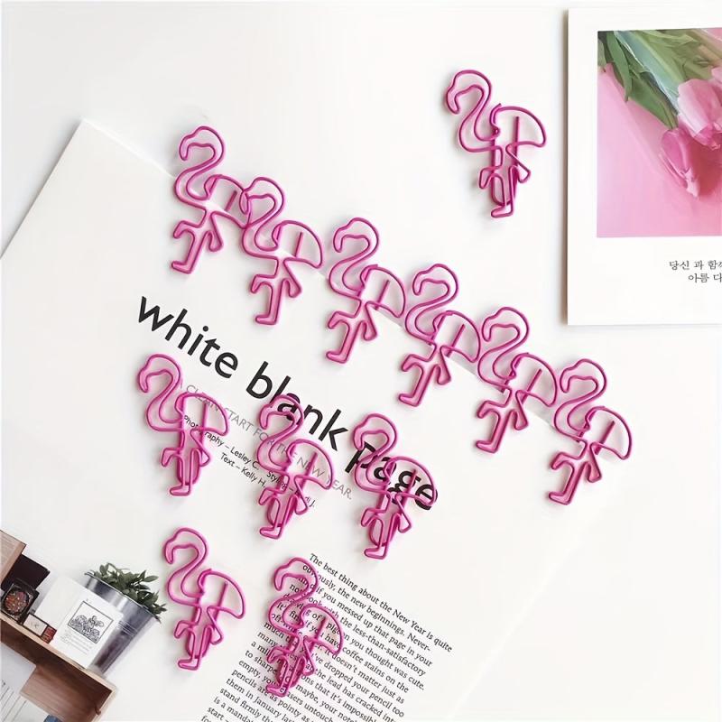 10pcs Flamingo Shaped Paper Clips Office Stationery