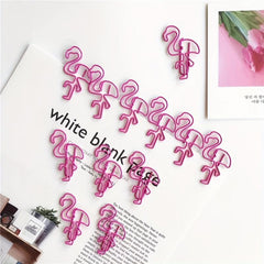 10pcs Flamingo Shaped Paper Clips Office Stationery