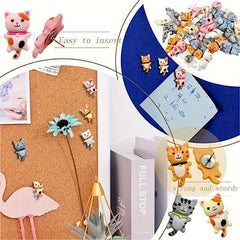 30 Long Tailed Cat Push Pins - Cute Thumbtacks for Bulletin Boards