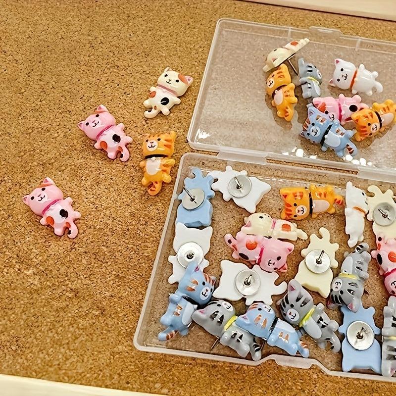 30 Long Tailed Cat Push Pins - Cute Thumbtacks for Bulletin Boards