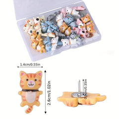 30 Long Tailed Cat Push Pins - Cute Thumbtacks for Bulletin Boards