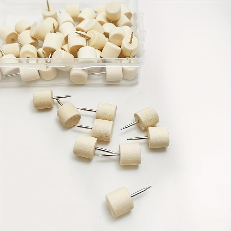 80-Piece Wooden Push Pins Set for Cork Boards Maps Calendars