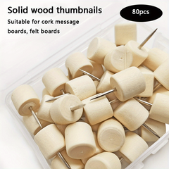 80-Piece Wooden Push Pins Set for Cork Boards Maps Calendars