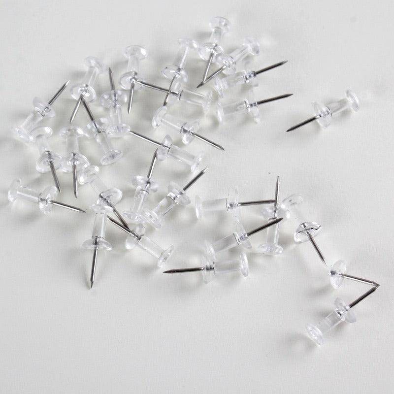 100 Pack Transparent Plastic Head Steel Tip Thumbtacks