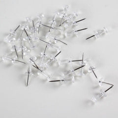 100 Pack Transparent Plastic Head Steel Tip Thumbtacks