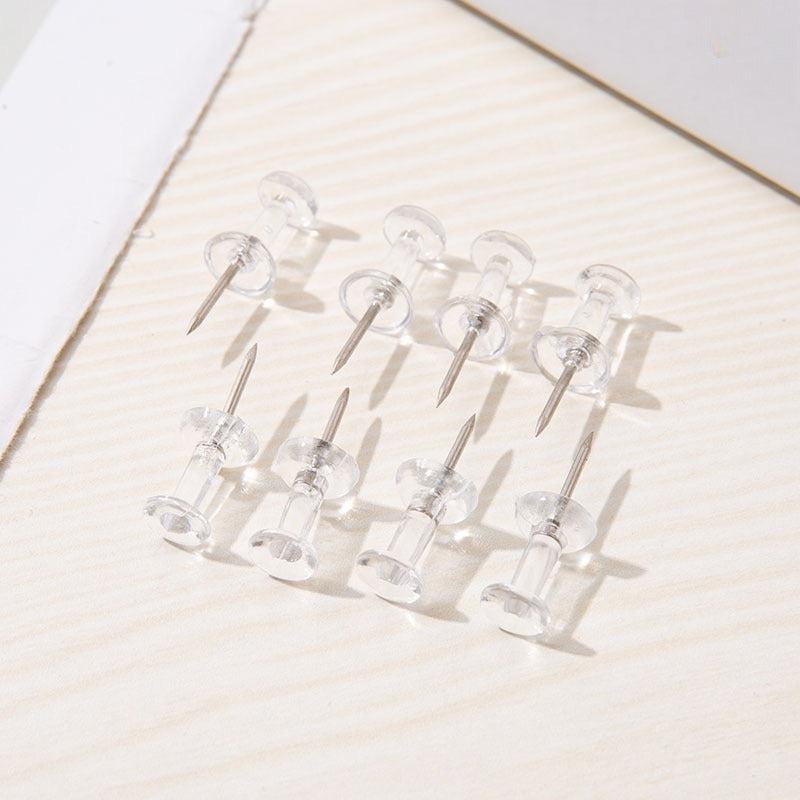 100 Pack Transparent Plastic Head Steel Tip Thumbtacks
