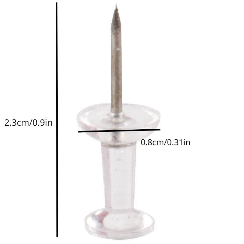 100 Pack Transparent Plastic Head Steel Tip Thumbtacks