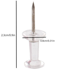 100 Pack Transparent Plastic Head Steel Tip Thumbtacks