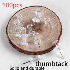 100 Pack Transparent Plastic Head Steel Tip Thumbtacks