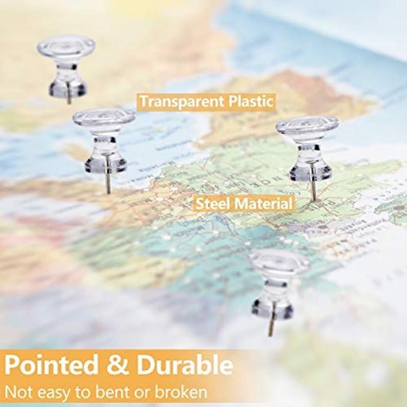 60 Transparent Giant Push Pins Big Thumb Tacks Large Tacks 2.54cm Heads