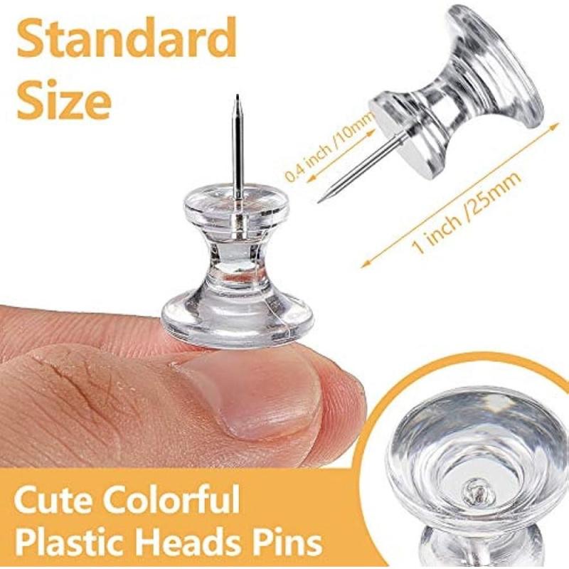 60 Transparent Giant Push Pins Big Thumb Tacks Large Tacks 2.54cm Heads
