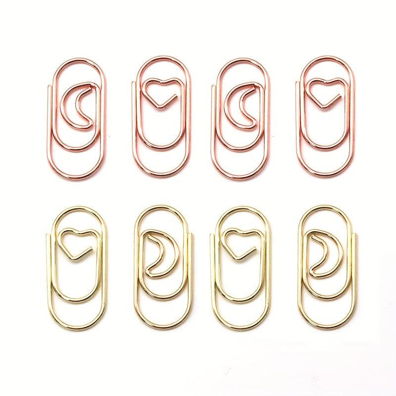 20pcs Rose Golden Mini Moon Heart Paper Clips School Office Creativity