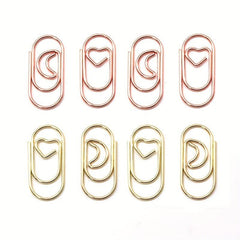 20pcs Rose Golden Mini Moon Heart Paper Clips School Office Creativity