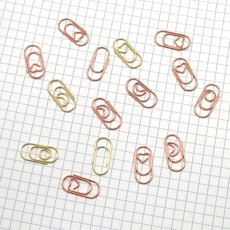 20pcs Rose Golden Mini Moon Heart Paper Clips School Office Creativity