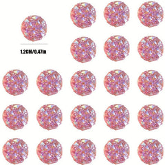 30pcs Pink Glitter Crystal Head Map Tacks for Home Office Classroom Use