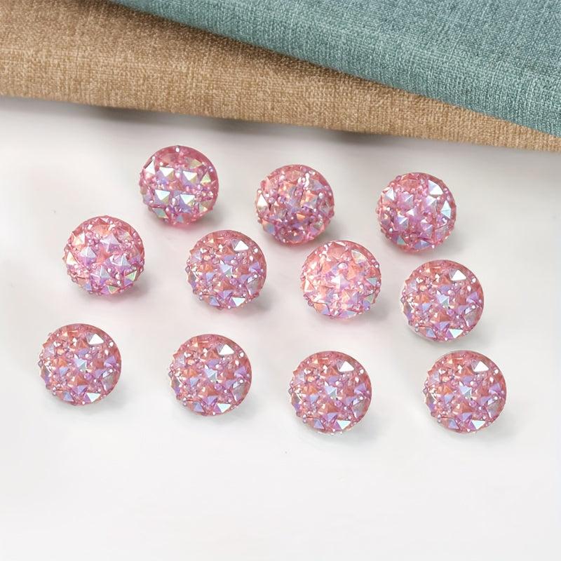 30pcs Pink Glitter Crystal Head Map Tacks for Home Office Classroom Use