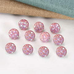 30pcs Pink Glitter Crystal Head Map Tacks for Home Office Classroom Use