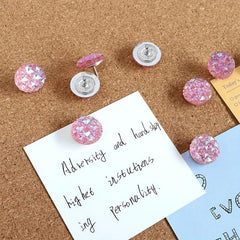 30pcs Pink Glitter Crystal Head Map Tacks for Home Office Classroom Use