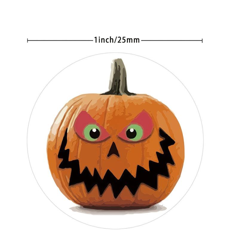 500pcs Halloween Adhesive Stickers Funny Pumpkin Happy Thank You Label Stickers