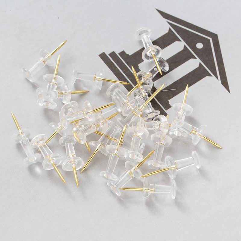 50pcs Transparent Racer Nail Plastic Head Steel Tip Golden Racer Nail