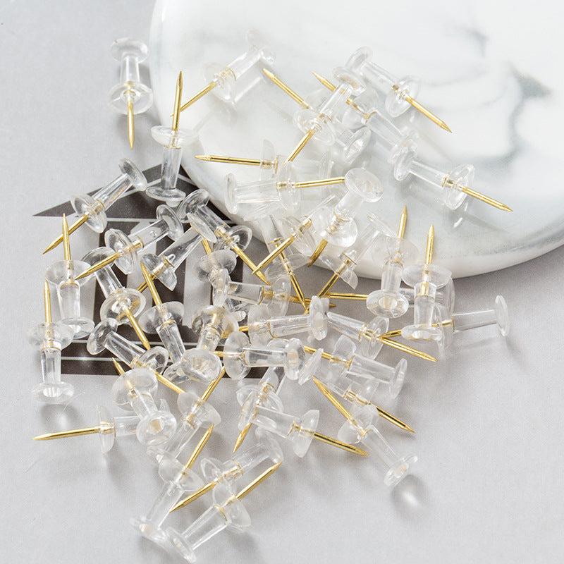 50pcs Transparent Racer Nail Plastic Head Steel Tip Golden Racer Nail