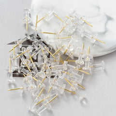 50pcs Transparent Racer Nail Plastic Head Steel Tip Golden Racer Nail