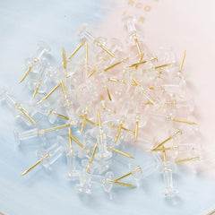 50pcs Transparent Racer Nail Plastic Head Steel Tip Golden Racer Nail