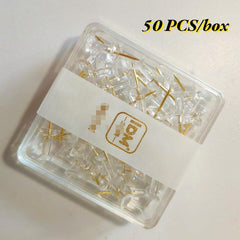 50pcs Transparent Racer Nail Plastic Head Steel Tip Golden Racer Nail