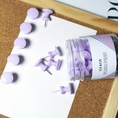 30 Purple Push Pins for Cork Board, Jumbo Thumb Tacks for Bulletin Board