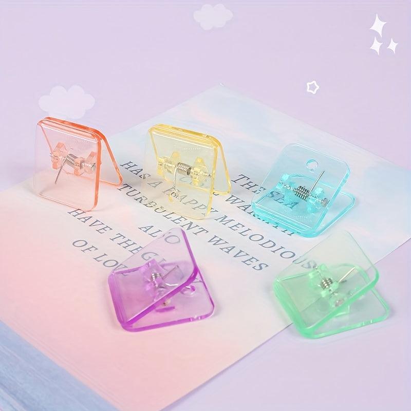 6pcs Transparent Square Small Clip Acrylic Data Storage Clip