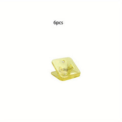 6pcs Transparent Square Small Clip Acrylic Data Storage Clip
