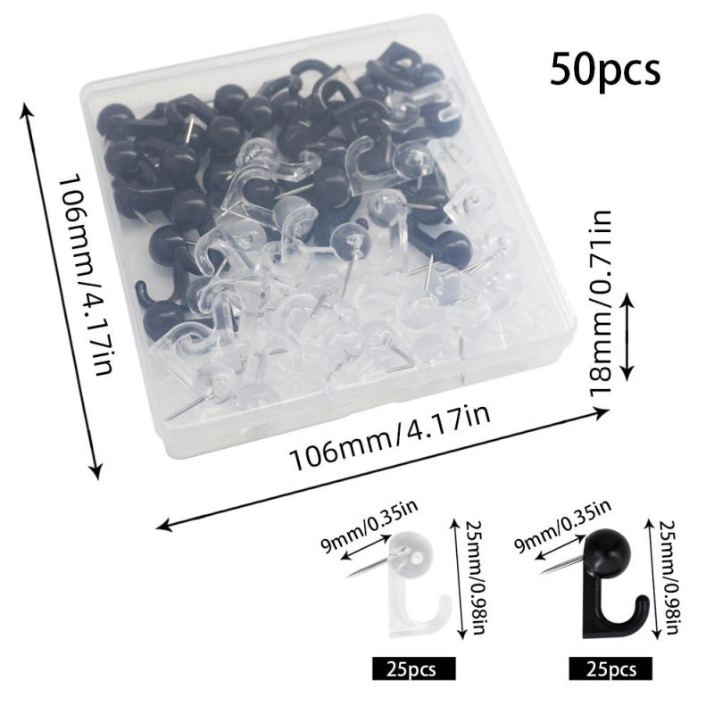 50pcs Mixed Hook Picture Nail Wall Cork Board Press Nail Education Nail