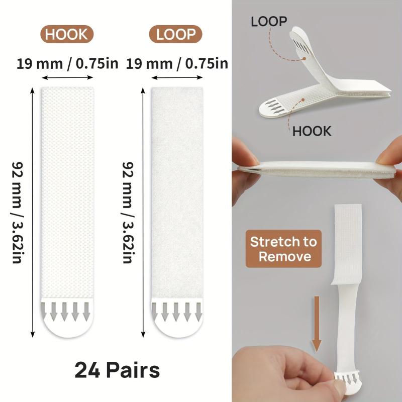 12 Pairs Picture Hanging Strips Large Adhesive Hook And Loop Tape