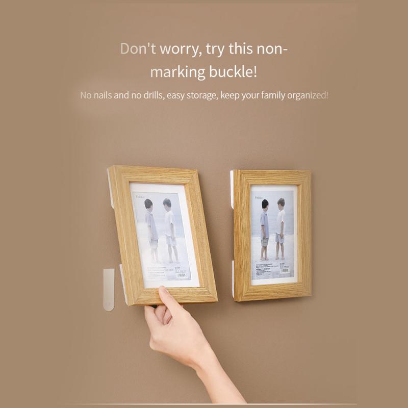 4pcs Home Seamless Magic Buckle Sticky Hook Punch Photo Wall Frame Wall Hanging