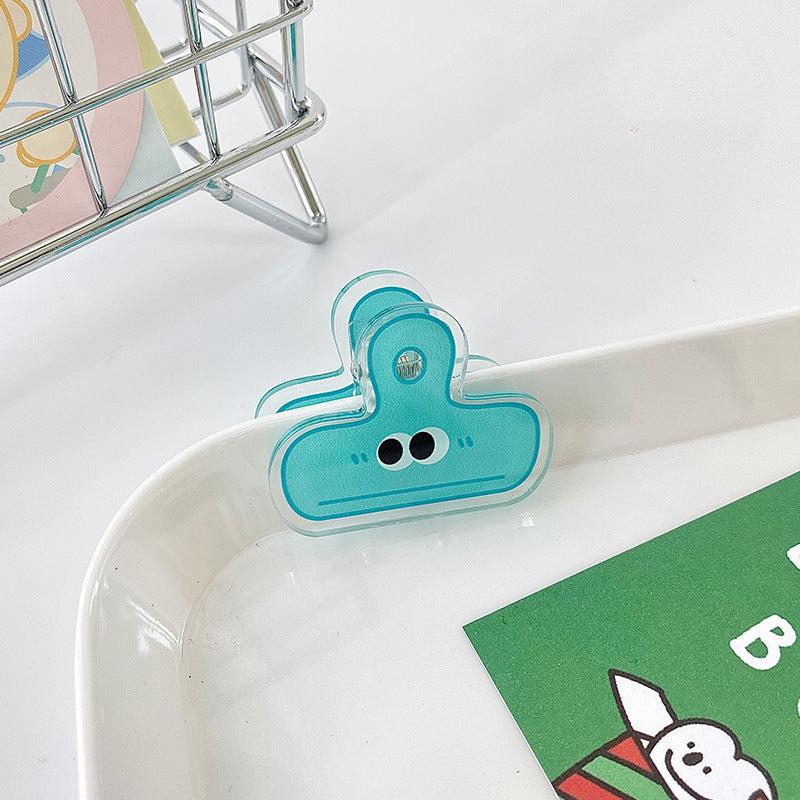 4pcs Cartoon Heartbeat Student Clip Transparent Candy Ticket Clip