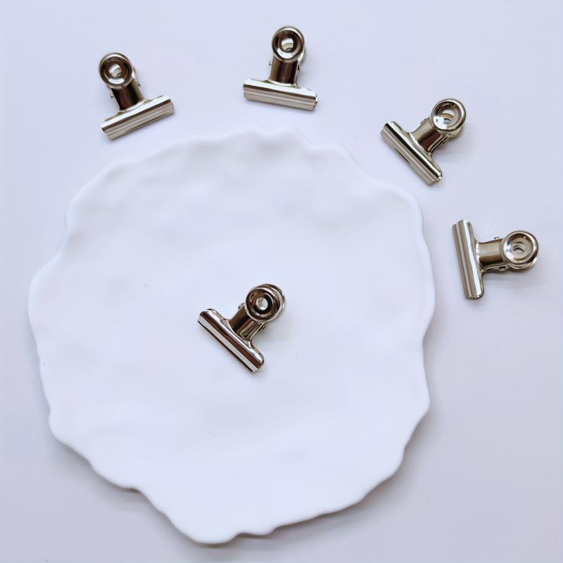 5pcs Stainless Steel Long Tail Clip Round Head Bill Clip Office Supplies