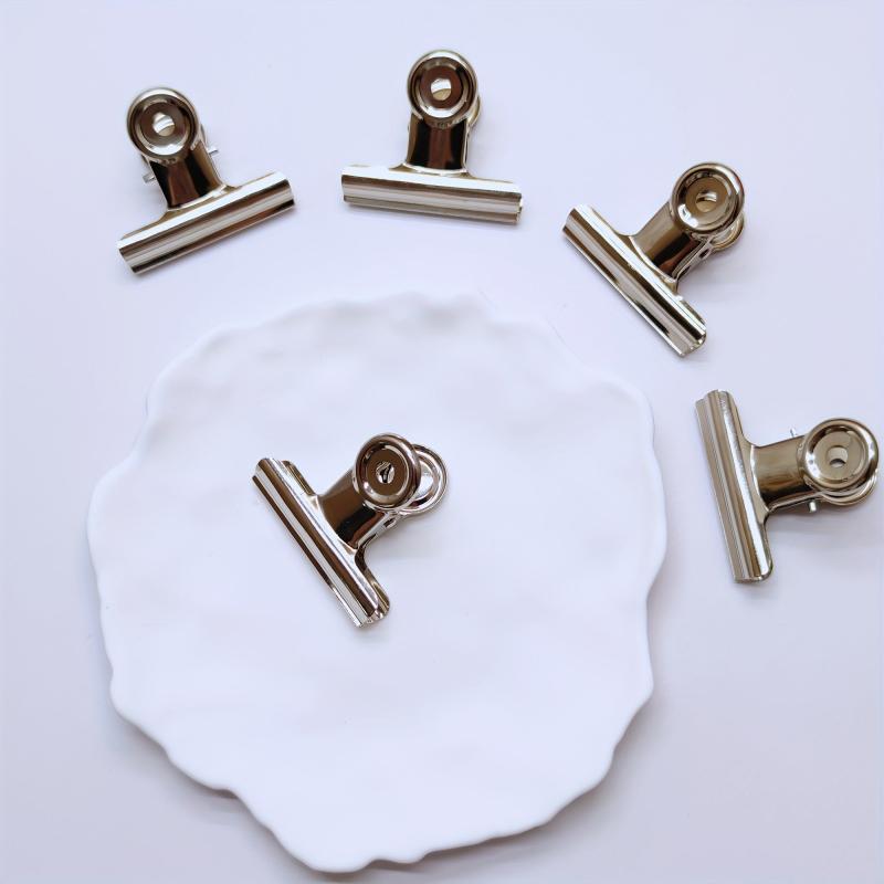 5pcs Stainless Steel Long Tail Clip Round Head Bill Clip Office Supplies