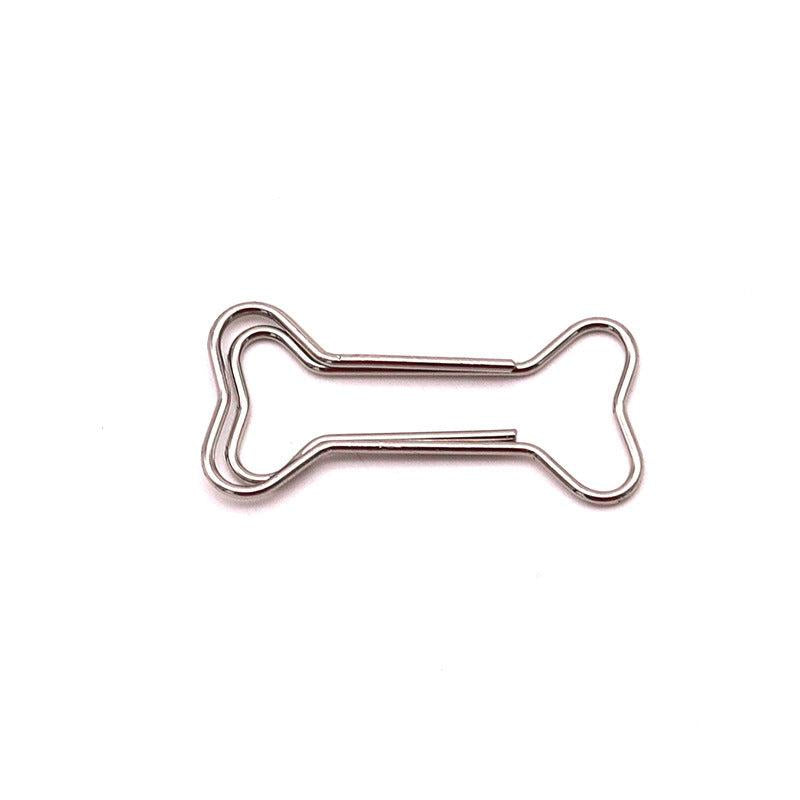 15pcs Colorful Bone Shaped Paper Clips Golden Metal - Office Supplies