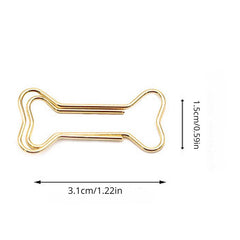 15pcs Colorful Bone Shaped Paper Clips Golden Metal - Office Supplies